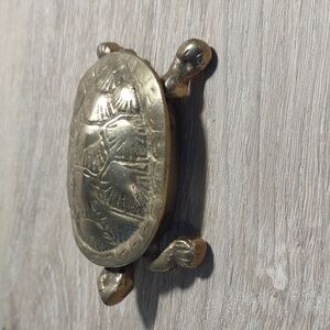 Vintage Knobler 70s Solid Brass Turtle Hinged Trinket Tray